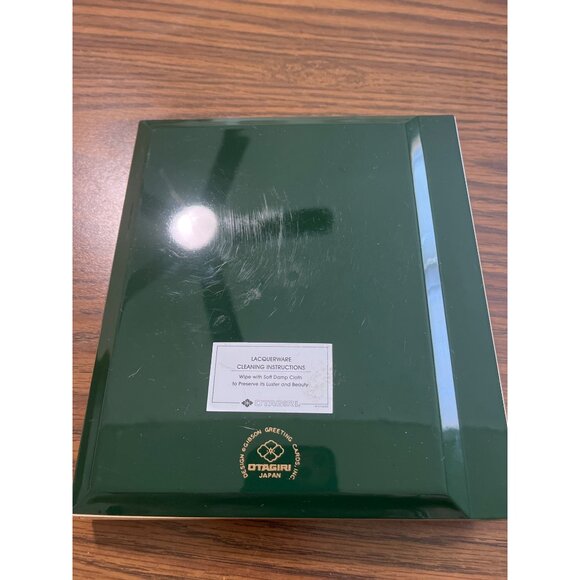 Otagiri Japan green lacquerware photo album and note holder desk set - Picture 4 of 10